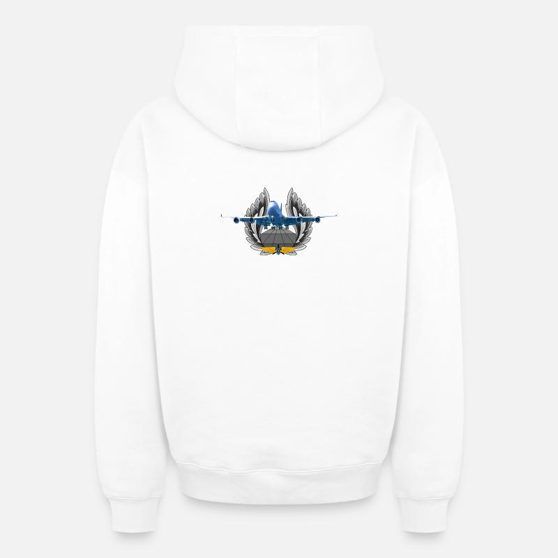 B 747 - Sweat à capuche unisexe zippé oversize épais SPREAD - blanc