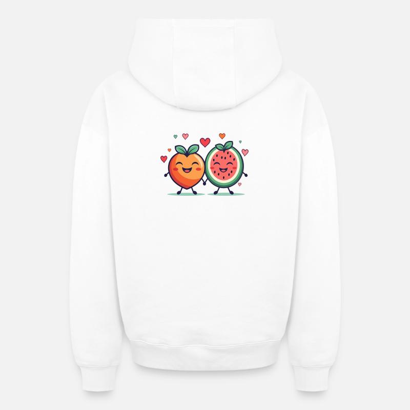 Amour passion fruitée - Sweat à capuche unisexe zippé oversize épais SPREAD - blanc