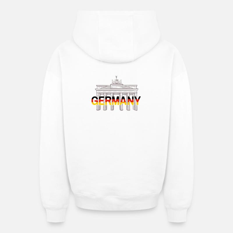 ALLEMAGNE - Sweat à capuche unisexe zippé oversize épais SPREAD - blanc