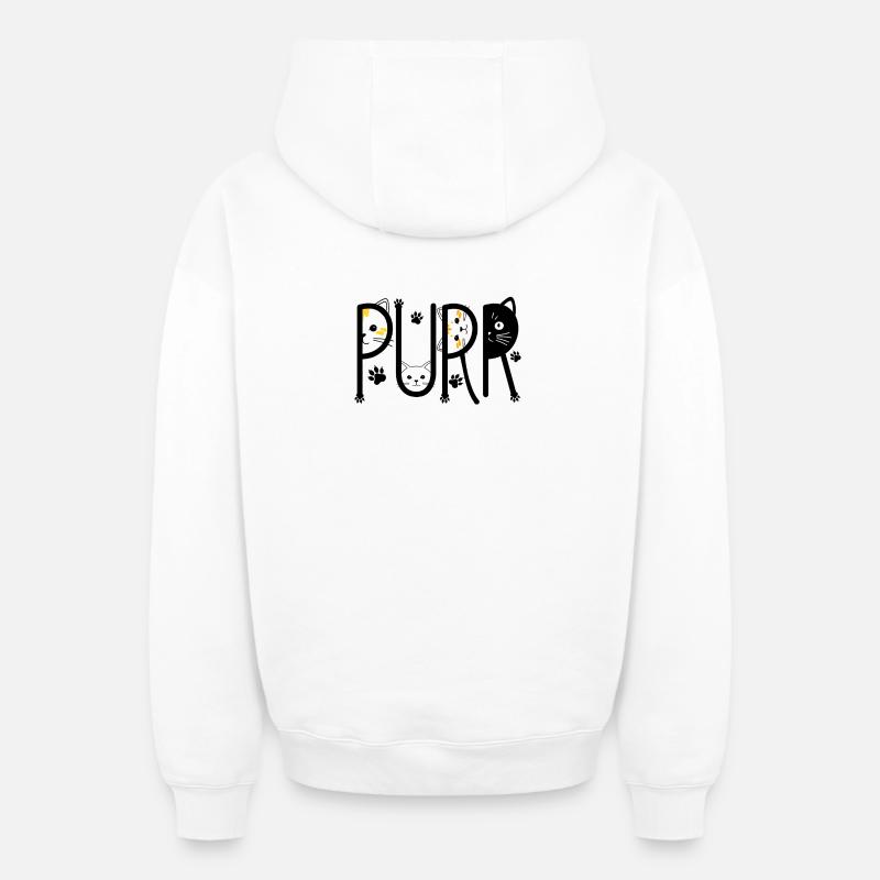 Ronronner - Sweat à capuche unisexe zippé oversize épais SPREAD - blanc