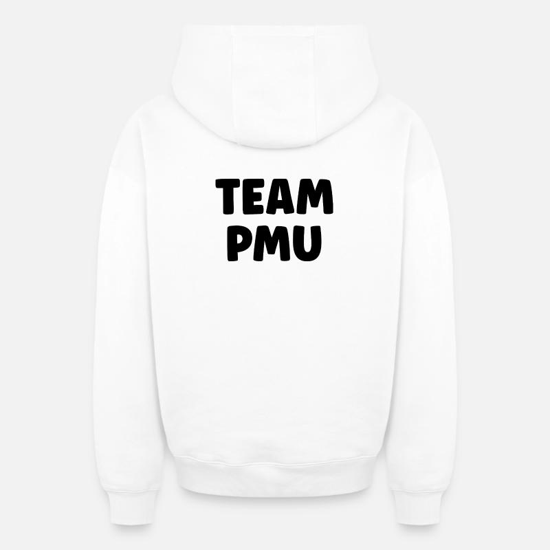 Humour PMU - Sweat à capuche unisexe zippé oversize épais SPREAD - blanc