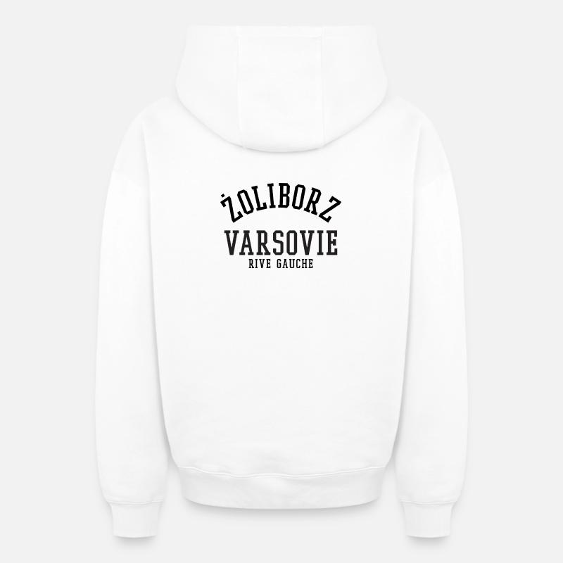 Zoliborz Varsovie - Sweat à capuche unisexe zippé oversize épais SPREAD - blanc