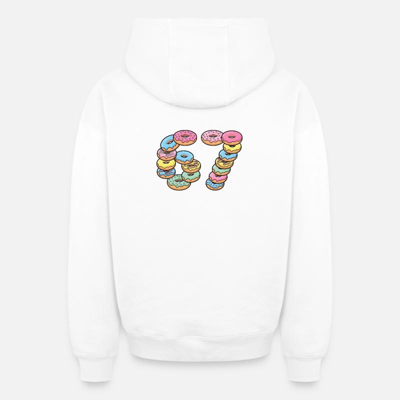 Pastel Donut Stack 67 Pattern - Oversized Heavyweight Unisex Zip Hoodie - white