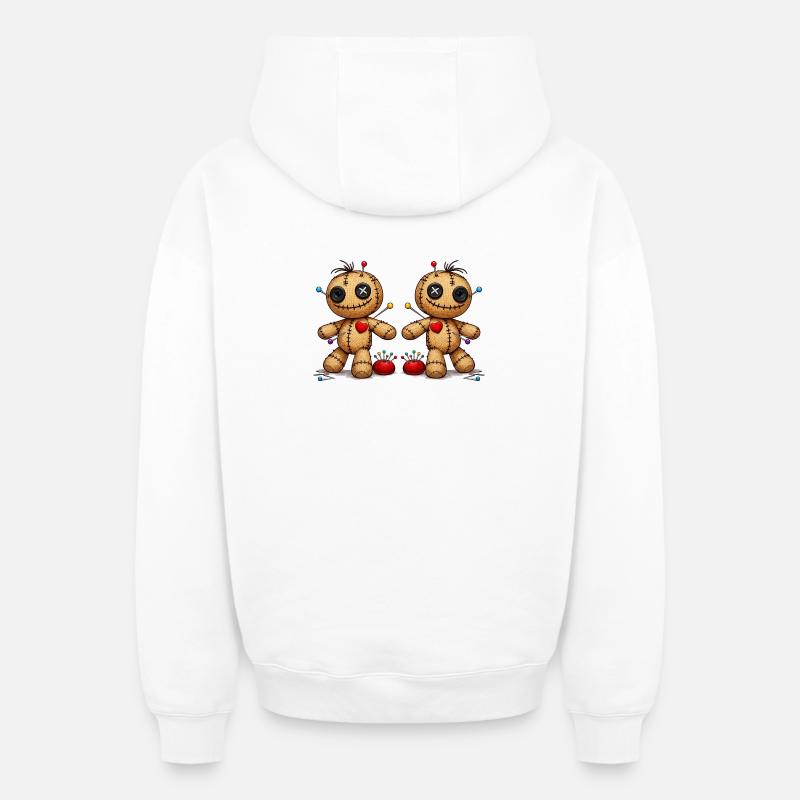 Poupée vaudou avec des aiguilles - Sweat à capuche unisexe zippé oversize épais SPREAD - blanc