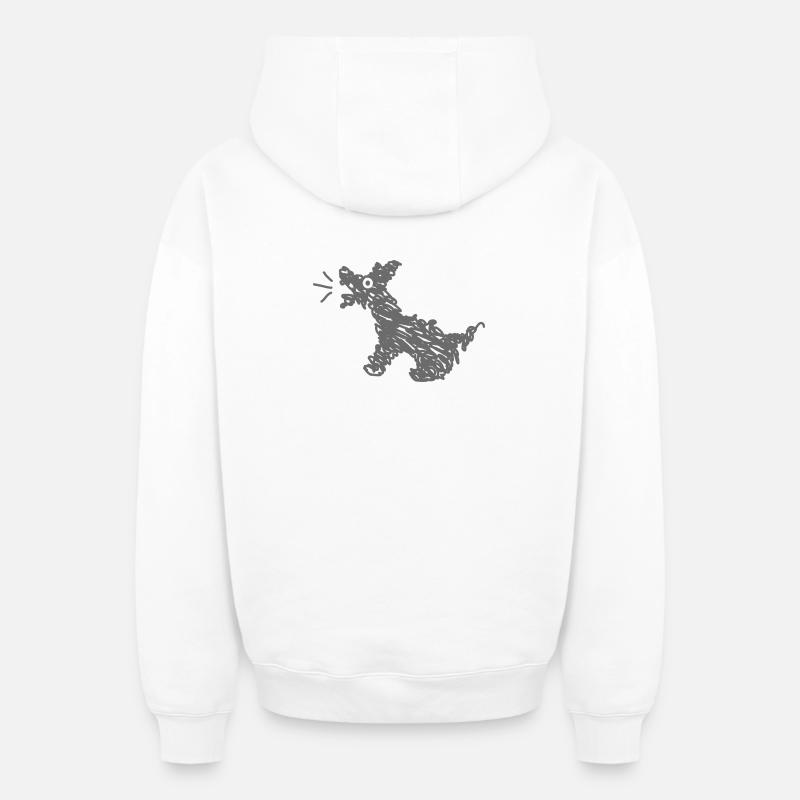 Chien drôle qui aboie - Sweat à capuche unisexe zippé oversize épais SPREAD - blanc