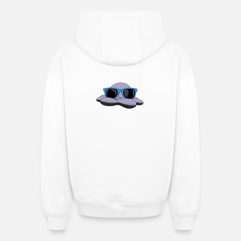 Pieuvre d’été - Sweat à capuche unisexe zippé oversize épais SPREAD - blanc