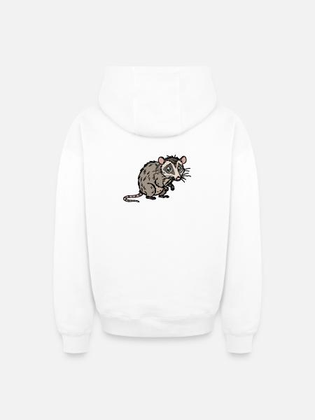 Cute, hand-drawn possum design - Oversized Heavyweight Unisex Zip Hoodie - white