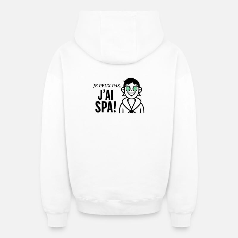 Je peux pas j'ai Spa - Sweat à capuche unisexe zippé oversize épais SPREAD - blanc