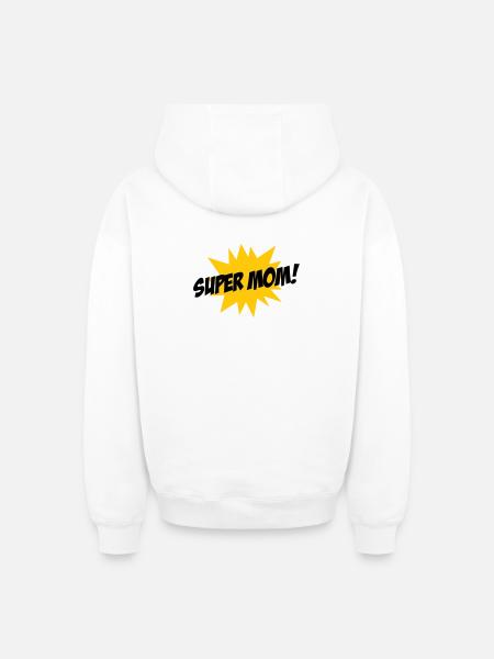 Super Mom - Mother's Day - Oversized Heavyweight Unisex Zip Hoodie - white