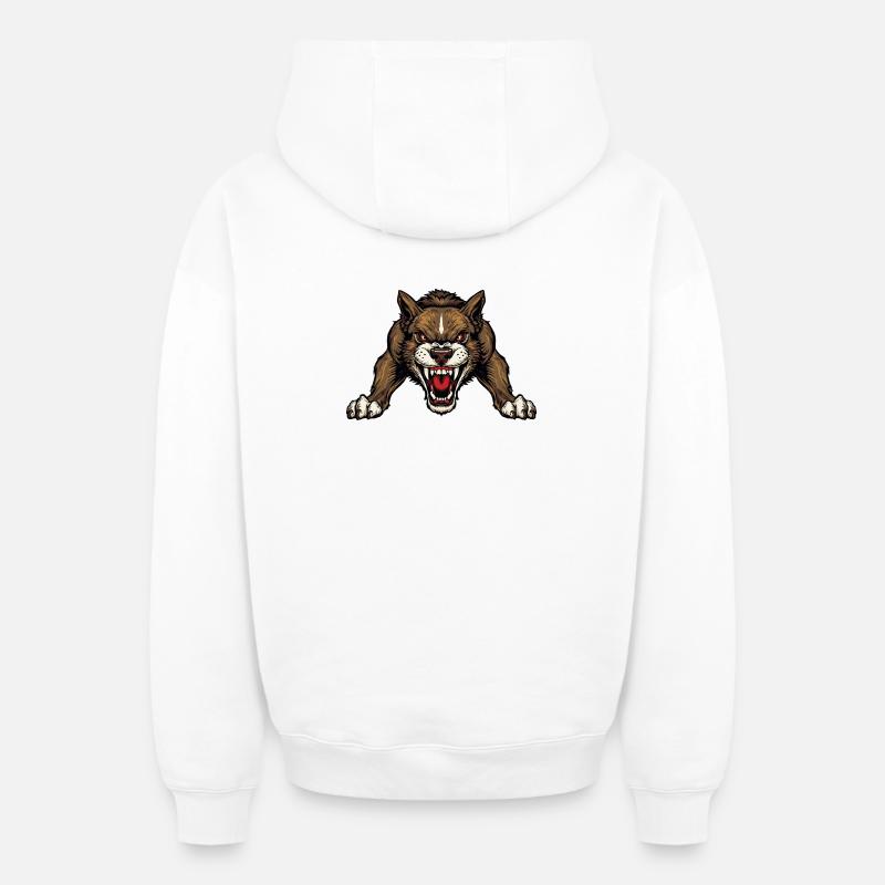chien - Sweat à capuche unisexe zippé oversize épais SPREAD - blanc