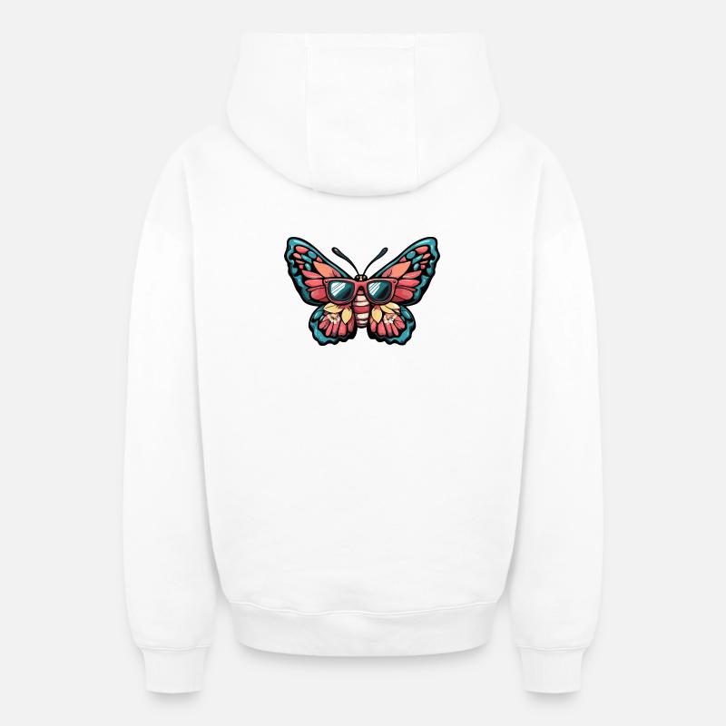 Schmetterling Comic Urlaub - Oversized Heavyweight Unisex Zip Hoodie - Weiß