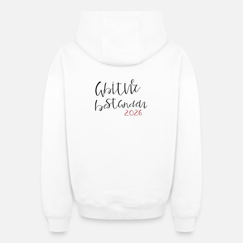 Abitur réussi - Sweat à capuche unisexe zippé oversize épais SPREAD - blanc