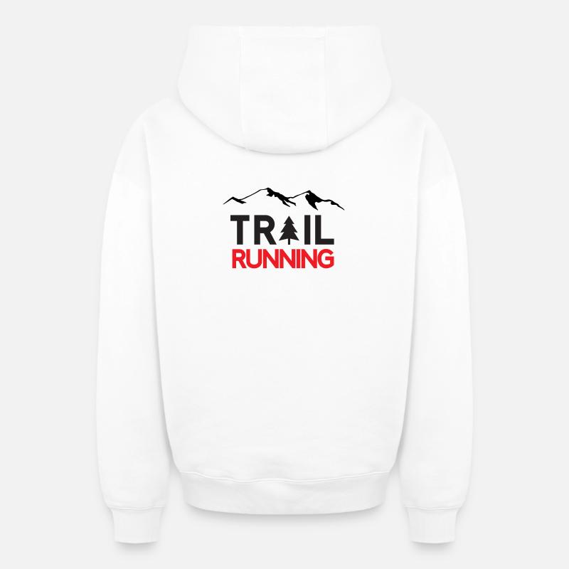 Trail Running - Sweat à capuche unisexe zippé oversize épais SPREAD - blanc