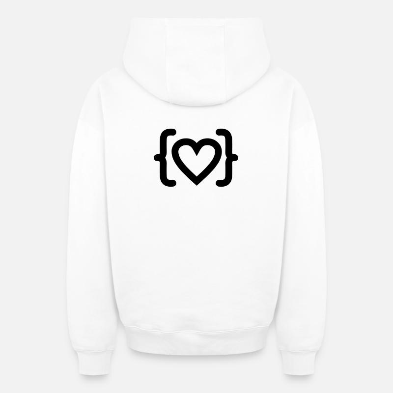 Heart of programmer code logo - Oversized Heavyweight Unisex Zip Hoodie - white