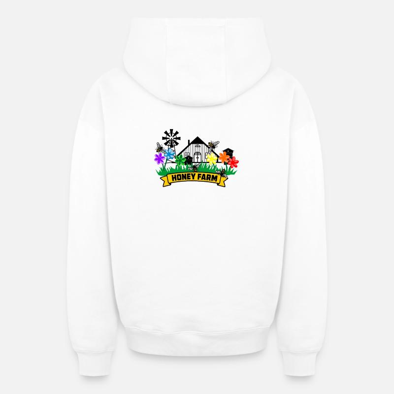 Ferme de miel - Sweat à capuche unisexe zippé oversize épais SPREAD - blanc