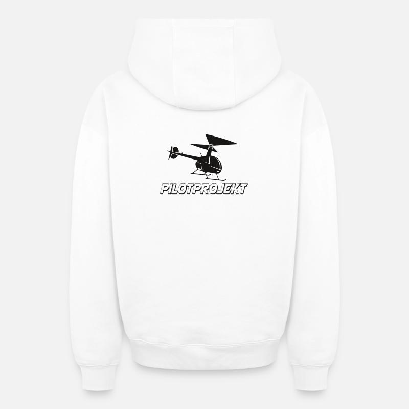 PROJET PILOTE Hélicoptères - Sweat à capuche unisexe zippé oversize épais SPREAD - blanc