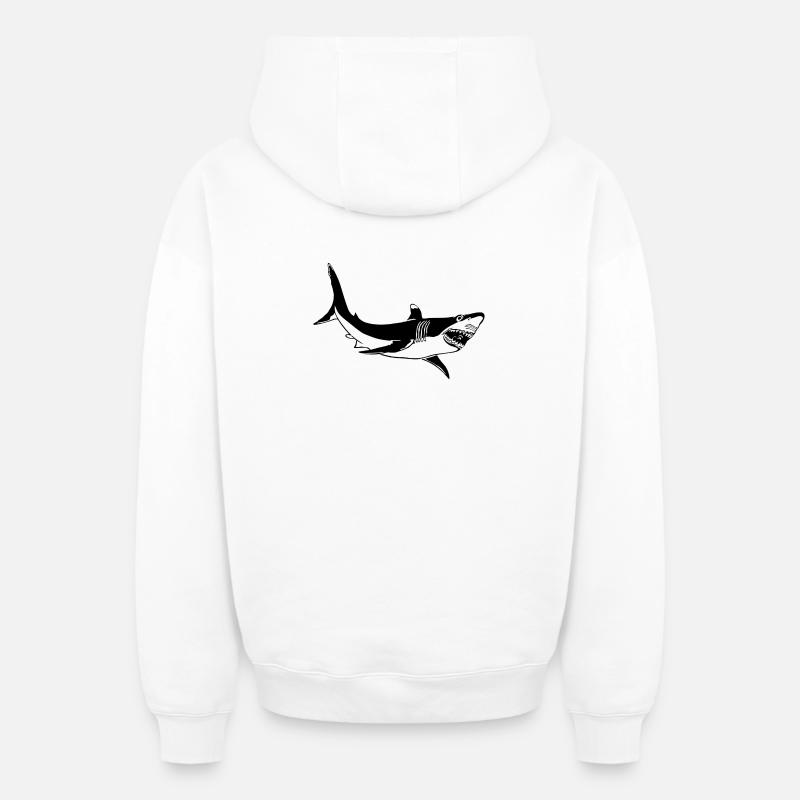 Requins - Sweat à capuche unisexe zippé oversize épais SPREAD - blanc