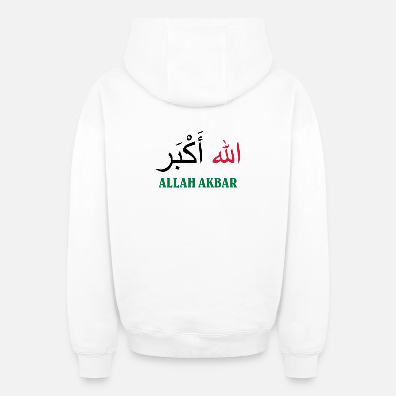 Allah Akbar - Sweat à capuche unisexe zippé oversize épais SPREAD - blanc