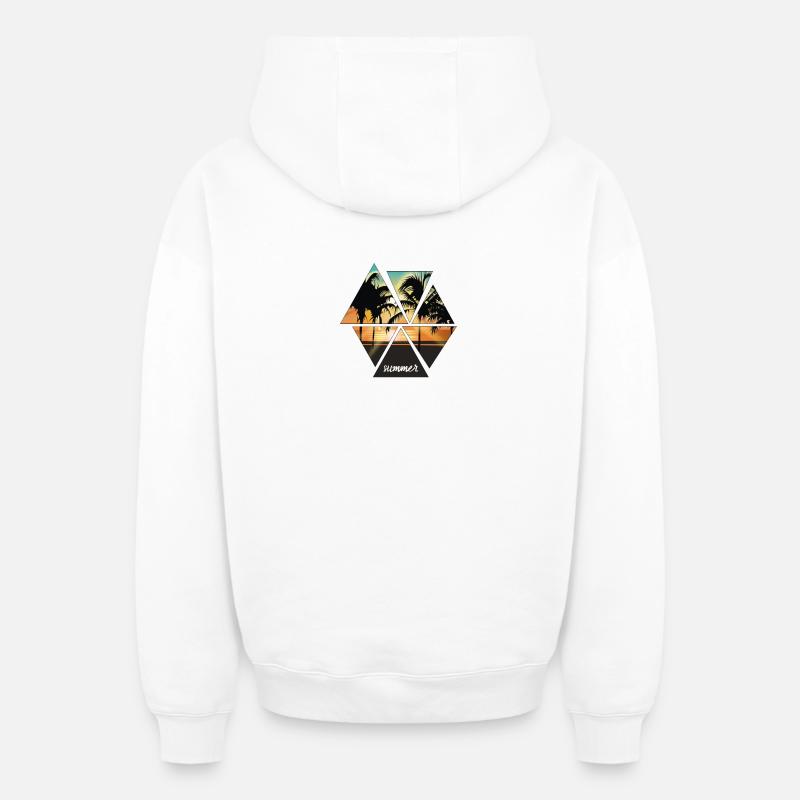 coucher du soleil - Sweat à capuche unisexe zippé oversize épais SPREAD - blanc
