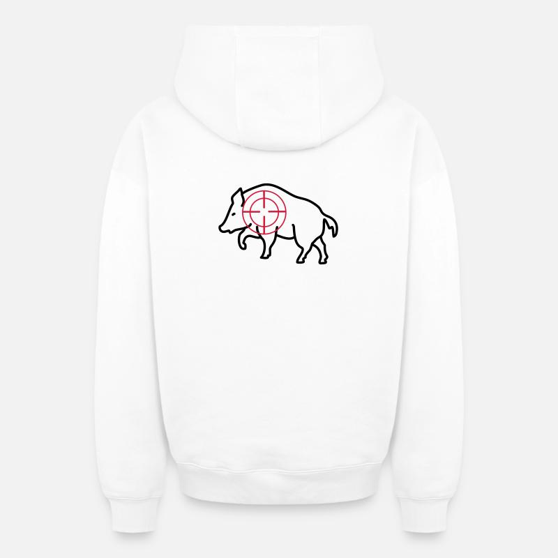 sanglier - Sweat à capuche unisexe zippé oversize épais SPREAD - blanc