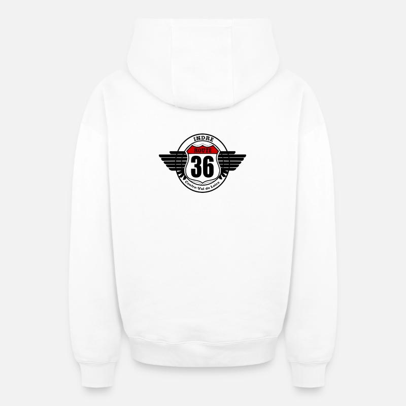 LA ROUTE 36 - Sweat à capuche unisexe zippé oversize épais SPREAD - blanc