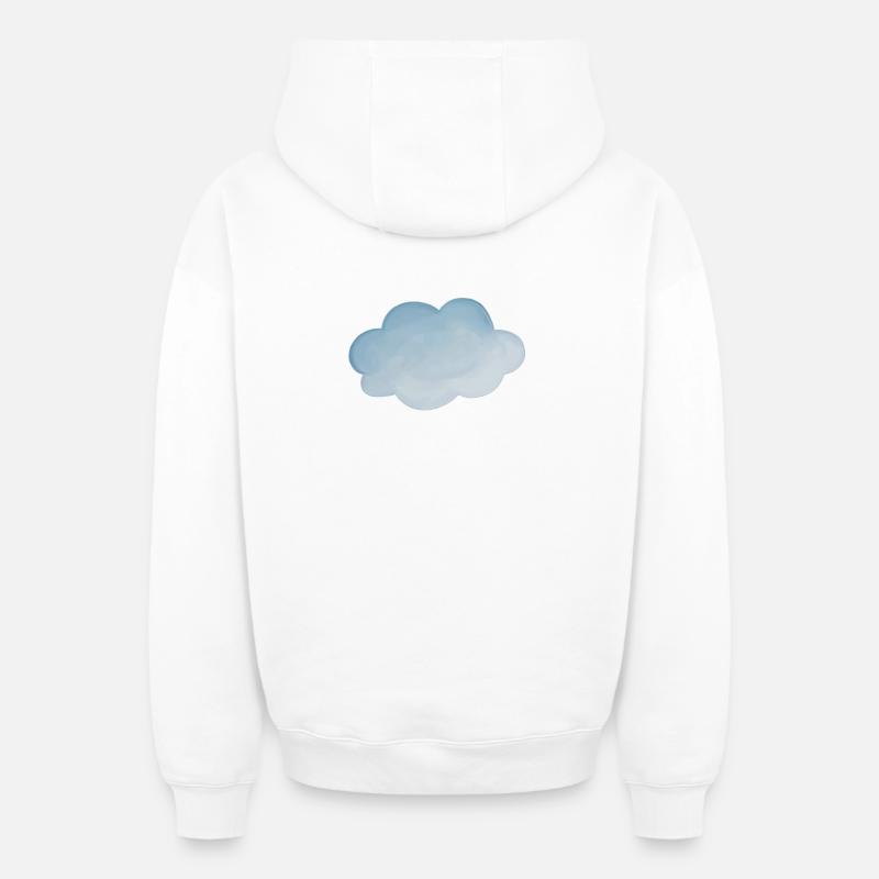 Temps nuageux bleu clair - Sweat à capuche unisexe zippé oversize épais SPREAD - blanc