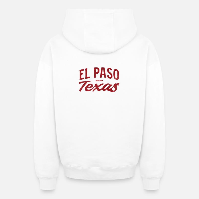 El Paso Texas Retro Script - Oversized Heavyweight Unisex Zip Hoodie - Weiß