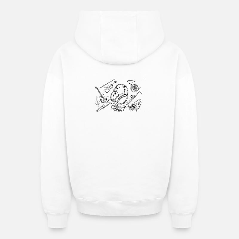 music - Sweat à capuche unisexe zippé oversize épais SPREAD - blanc
