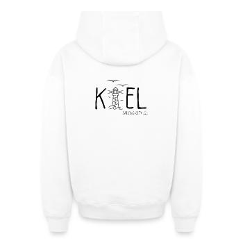 Kiel - Ostsee - Segeln - Oversized Heavyweight Unisex Zip Hoodie - Weiß - Hinten - AI Model Male 178 light (178cm)