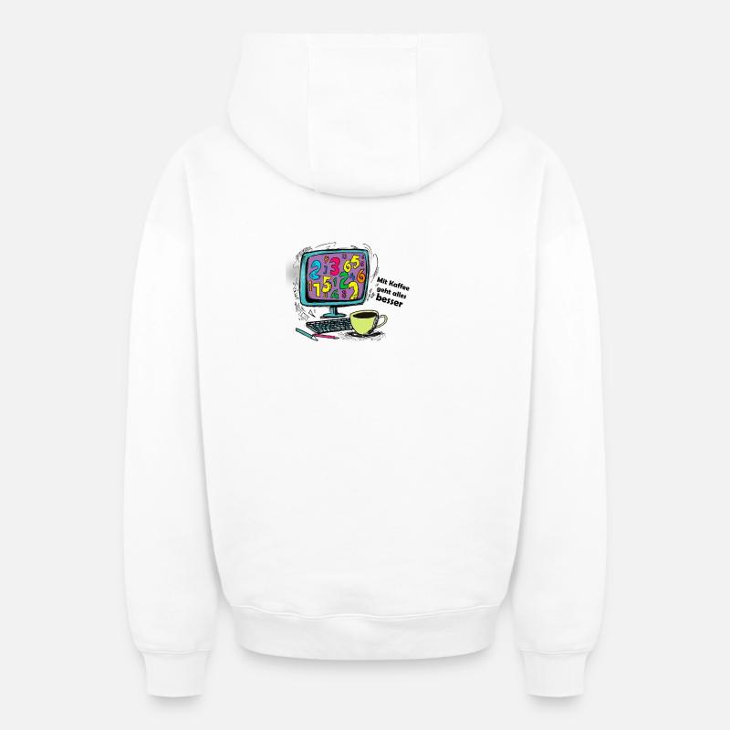 Mit Kaffee geht alles besser - Oversized Heavyweight Unisex Zip Hoodie - Weiß