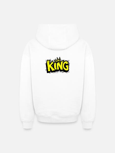 Lettrage King Graffiti - Sweat à capuche unisexe zippé oversize épais SPREAD - blanc