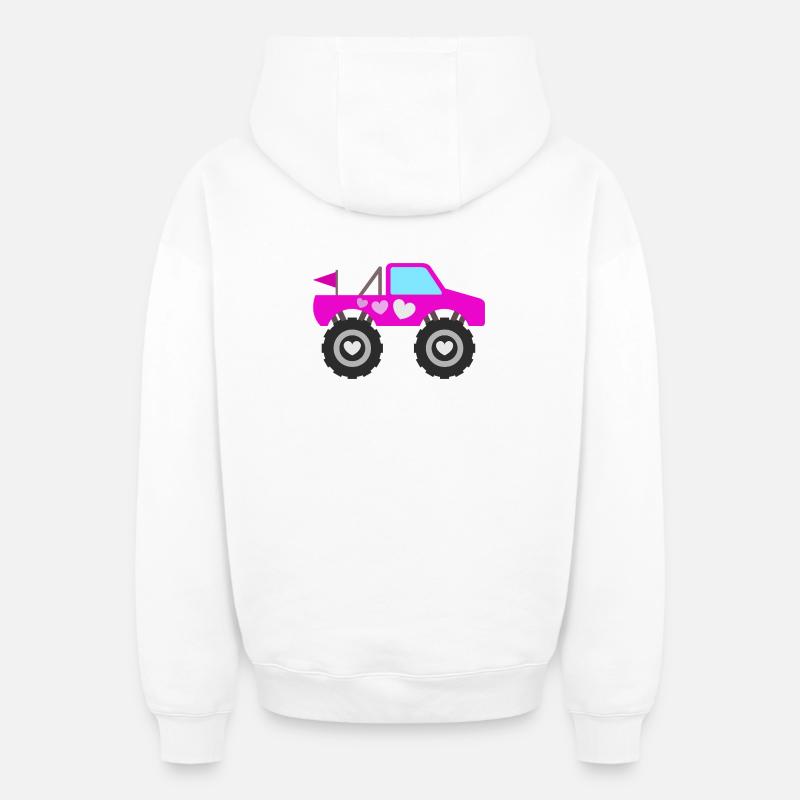 Monster Truck Rose - Sweat à capuche unisexe zippé oversize épais SPREAD - blanc