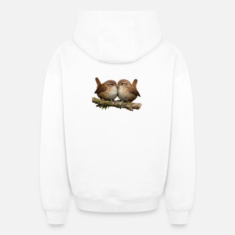Troglodytes sur tige - Sweat à capuche unisexe zippé oversize épais SPREAD - blanc