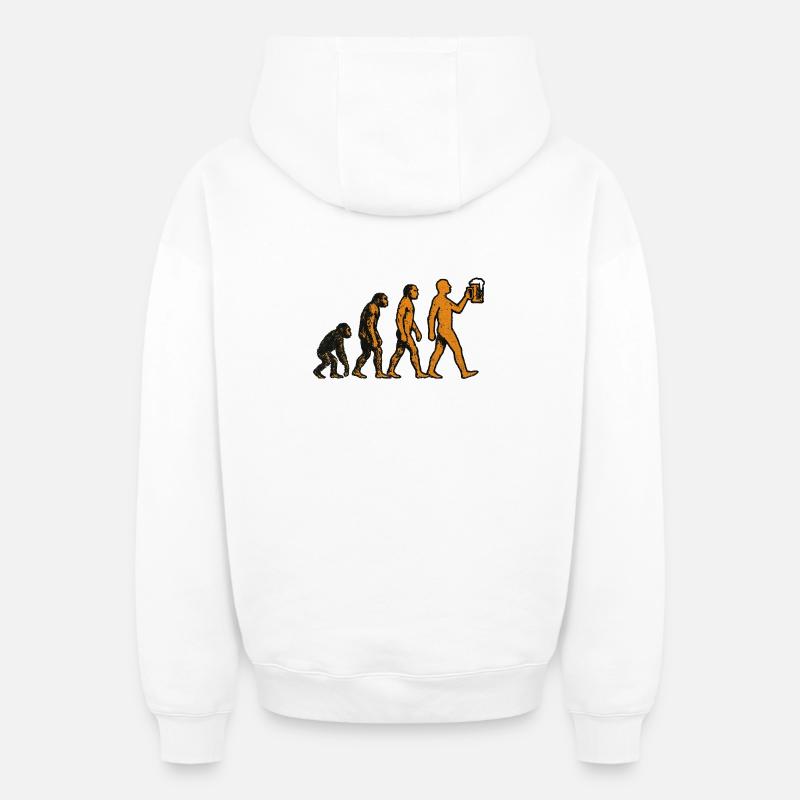 Evolution Beer - Oversized Heavyweight Unisex Zip Hoodie - white