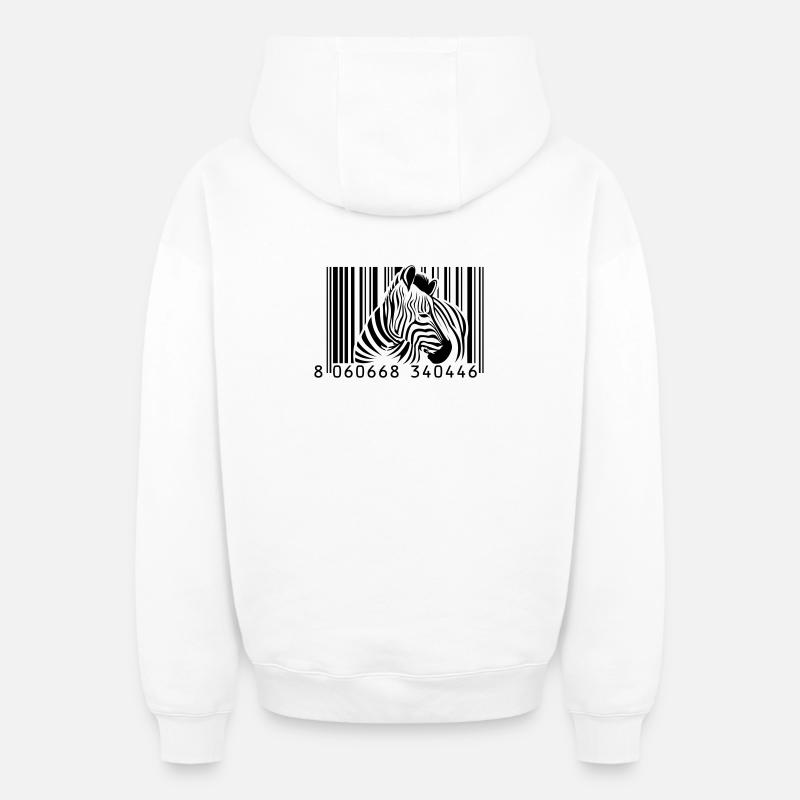 Barcode Zebra - Oversized Heavyweight Unisex Zip Hoodie - Weiß