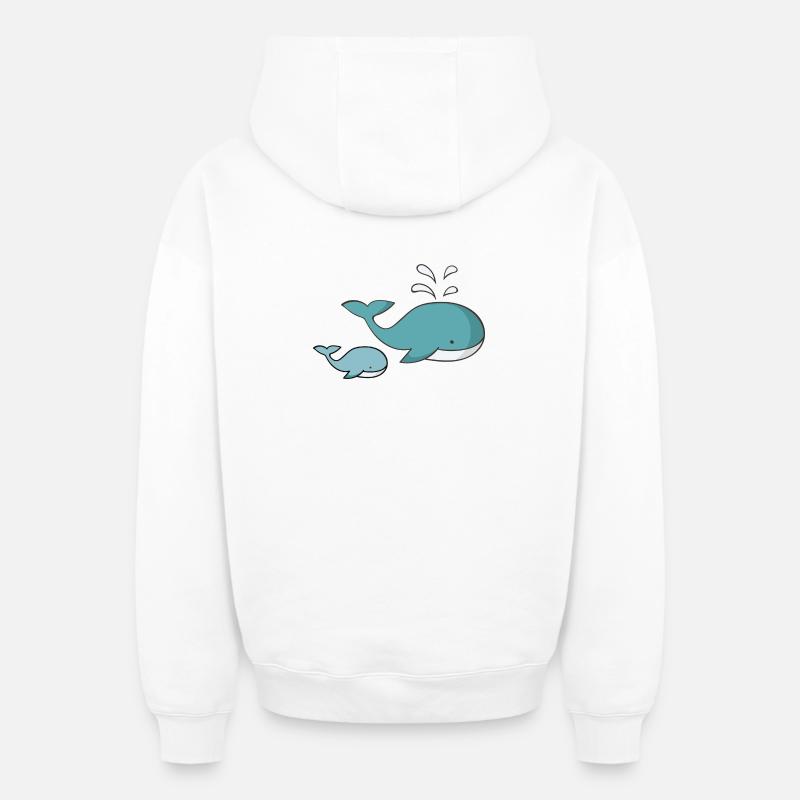baleine - Sweat à capuche unisexe zippé oversize épais SPREAD - blanc