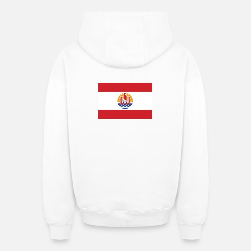 Polynésie - Sweat à capuche unisexe zippé oversize épais SPREAD - blanc