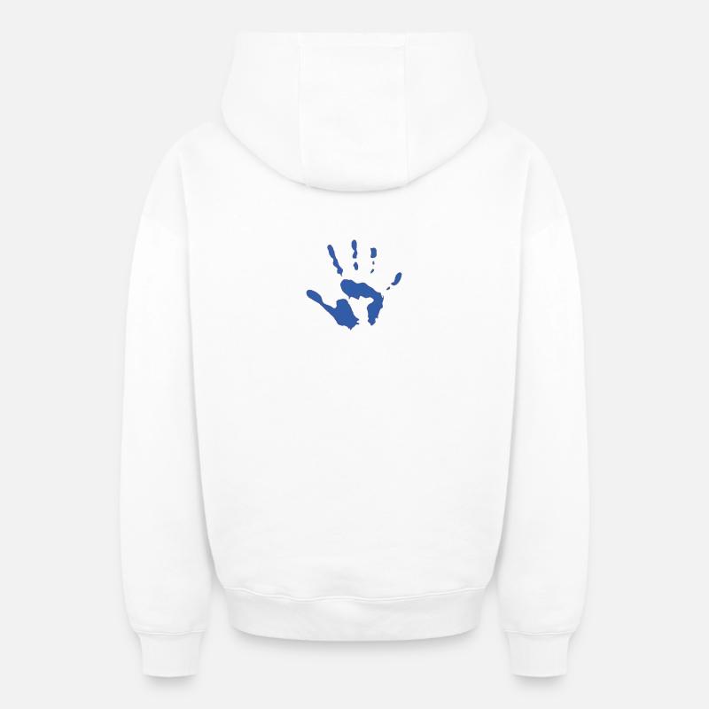 Empreinte de main - Sweat à capuche unisexe zippé oversize épais SPREAD - blanc