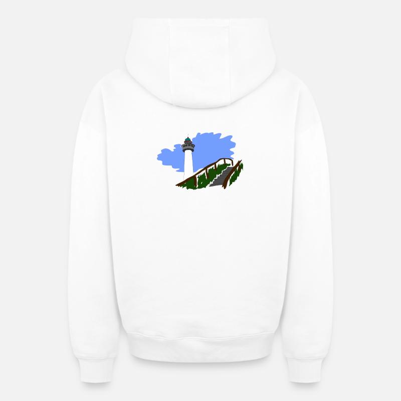 phare - Sweat à capuche unisexe zippé oversize épais SPREAD - blanc