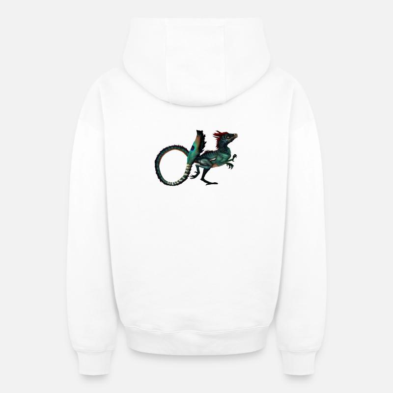 dinosaure - Sweat à capuche unisexe zippé oversize épais SPREAD - blanc