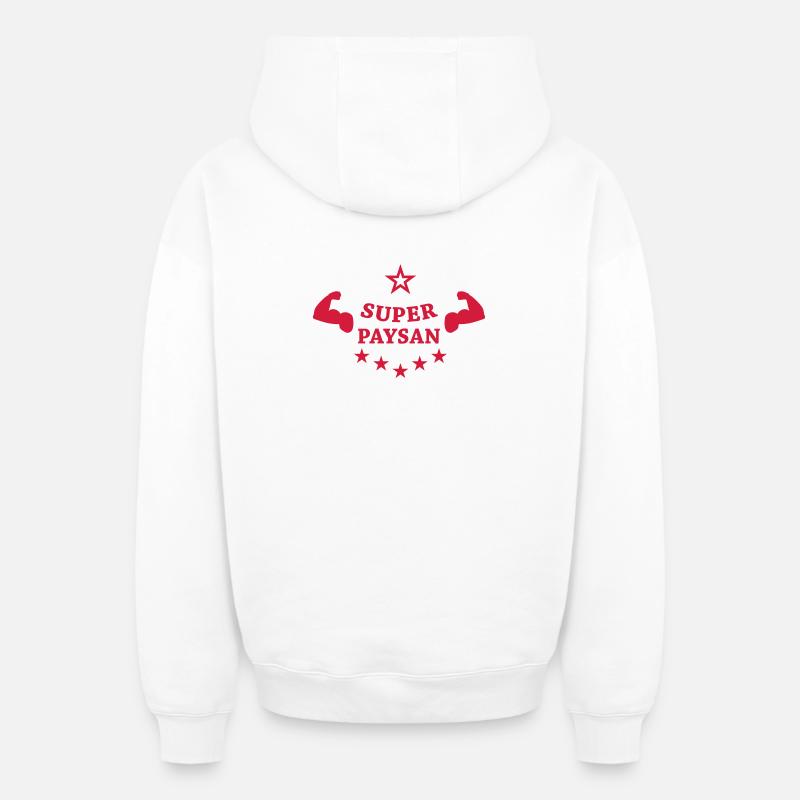Super Paysan - Sweat à capuche unisexe zippé oversize épais SPREAD - blanc