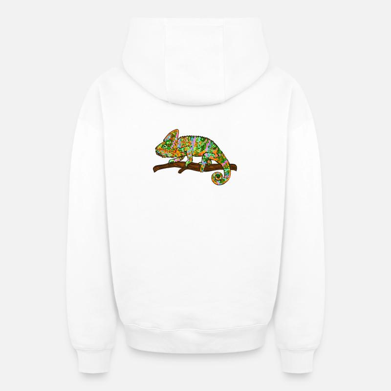caméléon - Sweat à capuche unisexe zippé oversize épais SPREAD - blanc