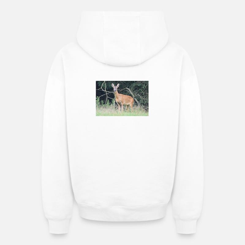Forêt de cerfs - Sweat à capuche unisexe zippé oversize épais SPREAD - blanc