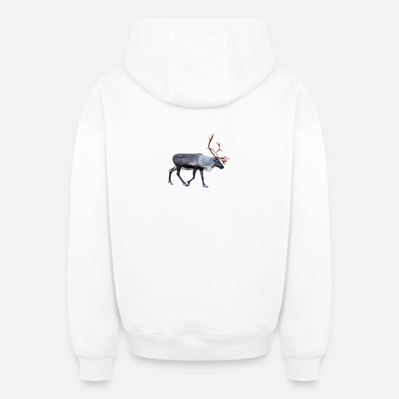 renne - Sweat à capuche unisexe zippé oversize épais SPREAD - blanc
