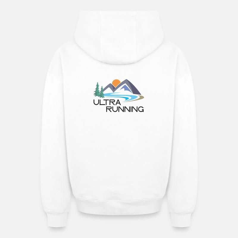 Ultra Running - Sweat à capuche unisexe zippé oversize épais SPREAD - blanc