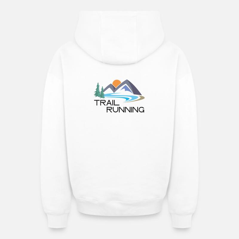 Trail Running - Sweat à capuche unisexe zippé oversize épais SPREAD - blanc