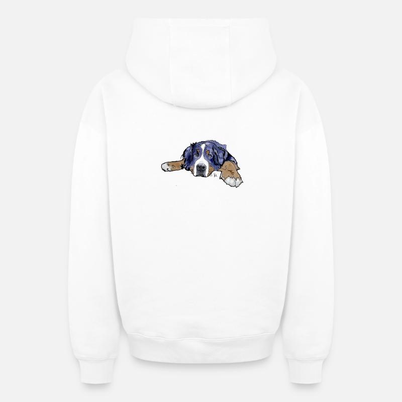 Bouvier bernois - Sweat à capuche unisexe zippé oversize épais SPREAD - blanc
