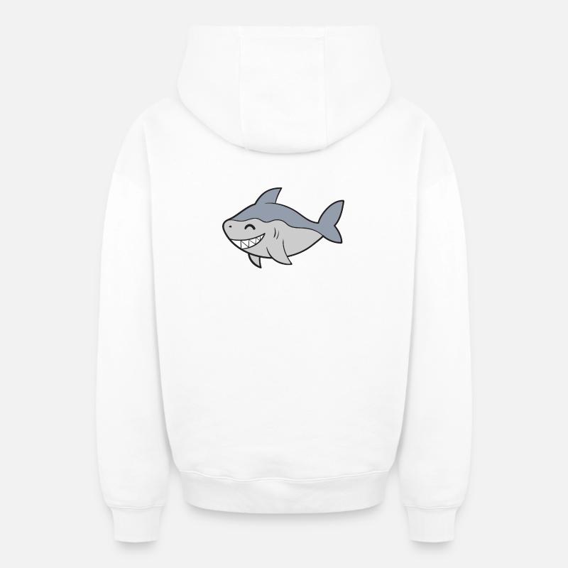 Requin Requin - Sweat à capuche unisexe zippé oversize épais SPREAD - blanc