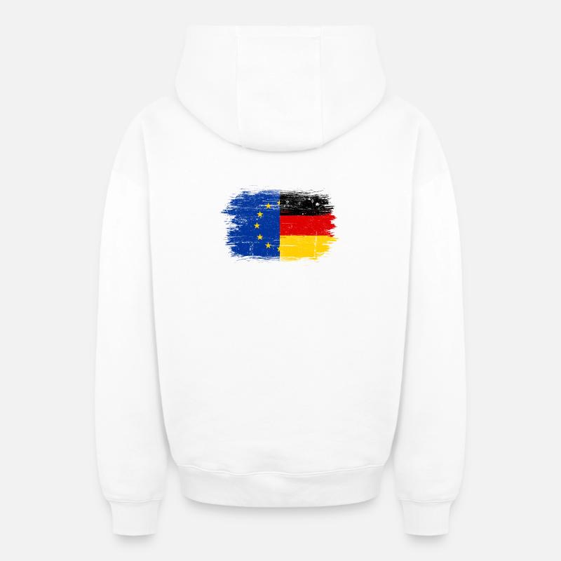Flag Fusion EUGermany Brush - Sweat à capuche unisexe zippé oversize épais SPREAD - blanc