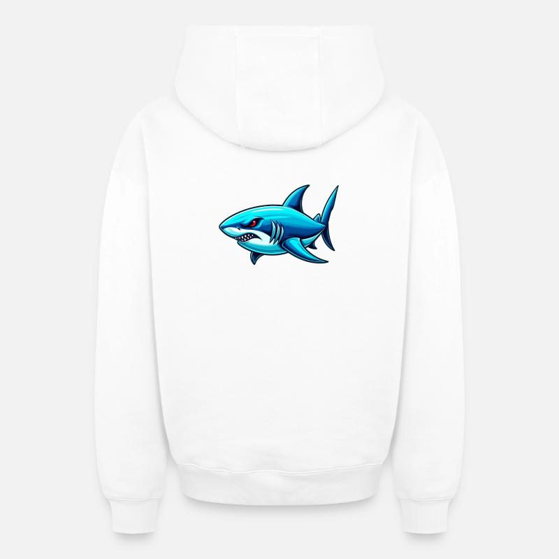 Requin - Sweat à capuche unisexe zippé oversize épais SPREAD - blanc